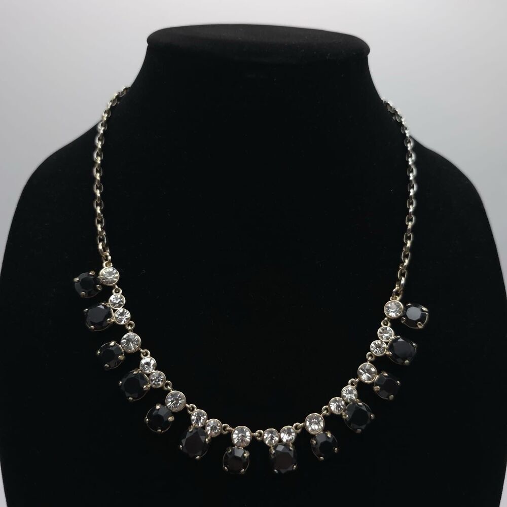 J.Crew Black‎ & Clear Rhinestone Necklace